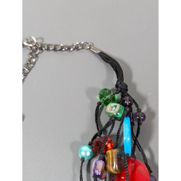 Premier Designs Spectrum Necklace Multi COlor Shell Glass Cord Beachy Boho 23" - Picture 6 of 10